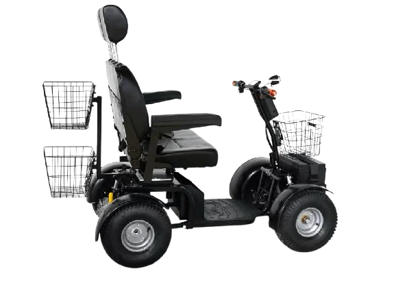 Right Side View Of The Green Transporter Cheeta Golf All-Terrain Mobility Scooter Double Seat 