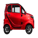 Right Side View Of The Green Transporter Q Express Enclosed Mobility Scooter Shown In Red Color
