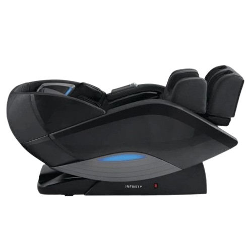 Right Side View Of The Infinity Dynasty 4D Massage Chair Shown In Black/Black Color In The Zero Gravity Reclined Position