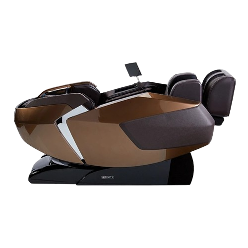 Right Side View Of The Infinity Imperial Syner-D Massage Chair Shown In Dark Brown/Dark Brown Color In The Zero Gravity Recline Position