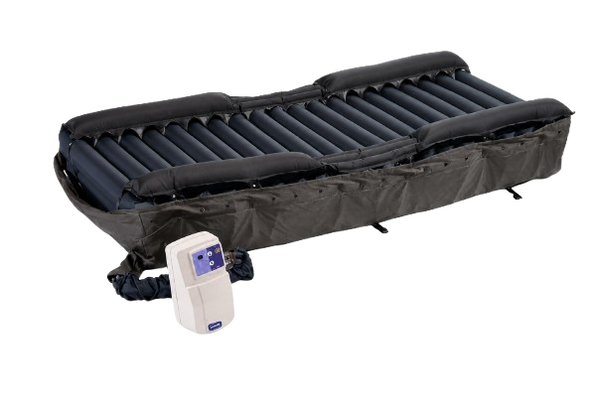 Right Side View Of The Joerns DermaFloat APL Alternating Pressure Low Air Loss Therapy Mattress System Shown With Control Unit