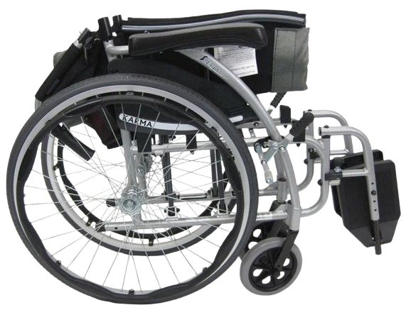 Right Side View Of The Karman S-Ergo 115 Wheelchair Shown With Silver Frame In The Folded Position