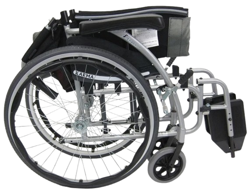 Right Side View Of The Karman S-Ergo 115 Wheelchair Shown With Silver Frame In The Folded Position