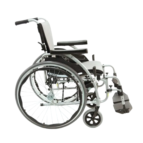Right Side View Of The Karman S-Ergo 125 Wheelchair Shown With Gray Cushions And Silver Frame