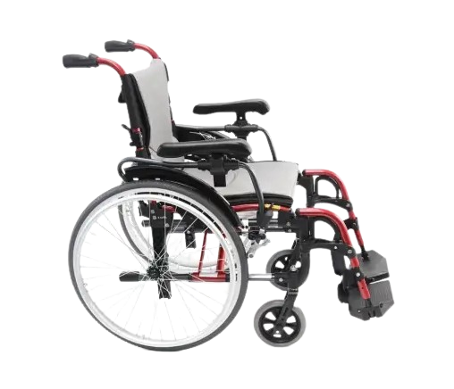 Right Side View Of The Karman S-Ergo 305 Wheelchair Shown With Rose Red Frame