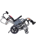 Right Side View Of The Karman VIP2-TR Tilt-In-Space Transport Wheelchair Demonstrating Its Recline Function And Standard Leg Rests