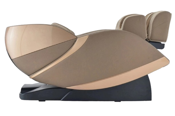 Right Side View Of The Kyota Kansha M878 Massage Chair In Gold And Tan Color In The Zero Gravity Position