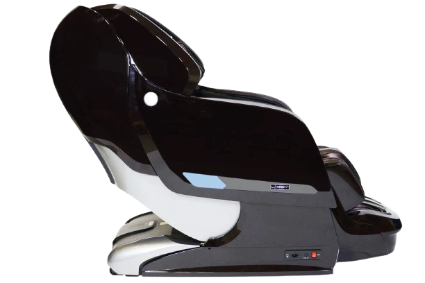 Right Side View Of The Kyota Yosei M868 Massage Chair In Brown Color Shown In The Upright Position