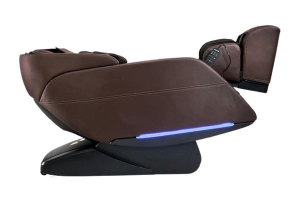 Right Side View Of The Kyota Yugana M780 4D Massage Chair In Brown Color Shown In The Zero Gravity Reclined Position