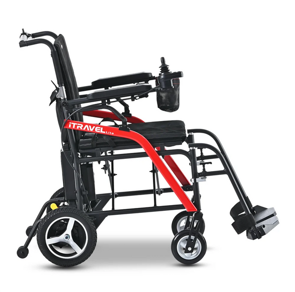 Right Side View Of The Metro Mobility iTravel Lite Lightweight Electric Wheelchair