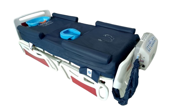 Right Side View Of The ObboMed OB-2650 PremiumAir Alternating Pressure Mattress (Low dB) Shown In The Flat Position