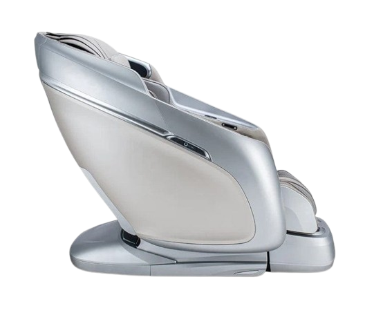 Right Side View Of The Ogawa Master Drive DUO Massage Chair | OG-8900 Shown In The Upright Chair Position In The Platinum And Platinum Color