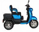 Right Side View Of The Pushpak Motors Pushpak 1000 Two-Person Electric Scooter Shown In The Blue Color