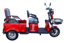 Right Side View Of The Pushpak Motors- Pushpak 3000 Two-Person Electric Scooter Shown In Red Color