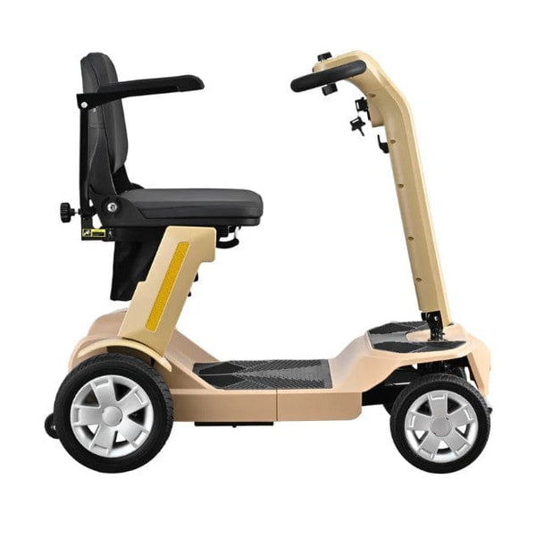 Right Side View Of The Reyhee Flex Electric Folding Mobility Scooter Shown With The Tan Colored Frame
