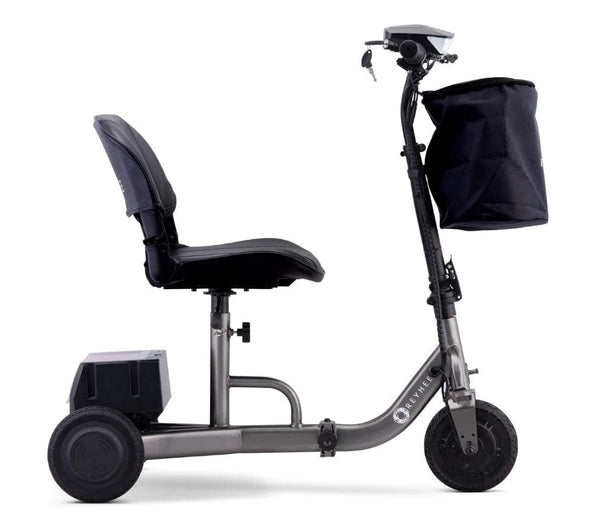 Right Side View Of The Reyhee Triad Compact Folding Electric Mobility Scooter Shown With The Gun Metal Colored Frame