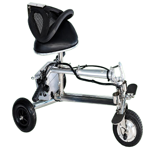 Right Side View Of The SmartScoot Lightweight Travel Mobility Scooter Shown In The Folded Position