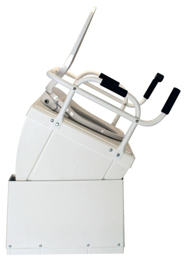 Right Side View Of The Throne Buttler Powered Toilet Lift Chair With Base Bidet Seat TLFE003 Shown In The Raised Position