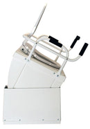 Right Side View Of The Throne Buttler Powered Toilet Lift Chair With Base Bidet Seat TLFE003 Shown In The Raised Position