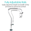 Right Side View Of The Vive Health Toilet Safety Rail Highlighting Its Fully Adjustable Rails