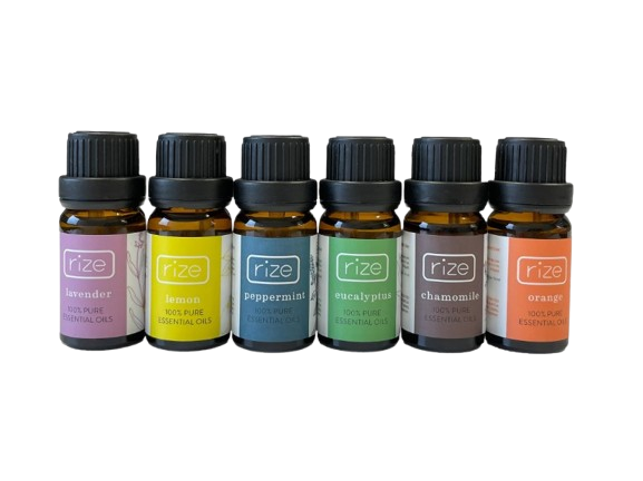 Rize Home Essential Oils Bottles With Colorful Labels 