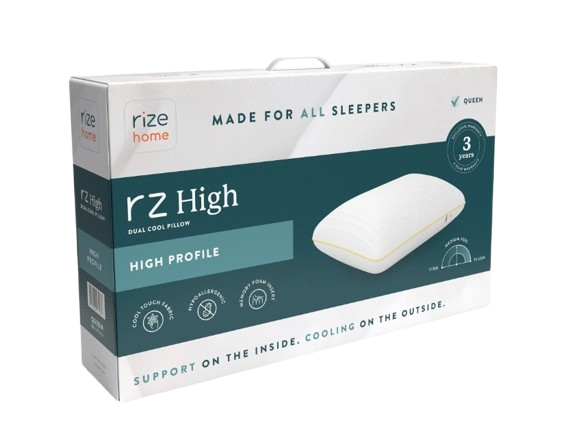 Rize Home High Dual Cool Pillow Packaging With Rize Home Branding 