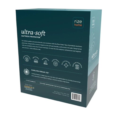 Rize Home Ultra-Soft Mattress Protector Teal Packaging 