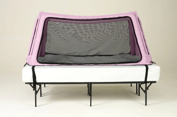 Safe Place Bedding Model 100 Travel Bed Front View Pink Colored Cover