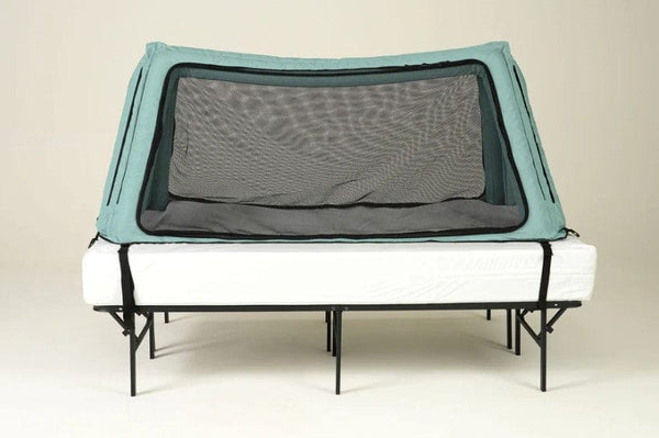 Safe Place Bedding Model 100 Travel Bed Front View Turquoise Colored Cover