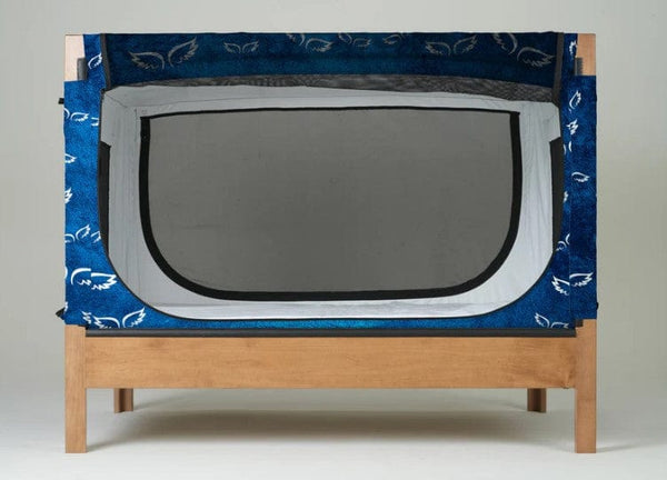 Safe Place Bedding Model 200 Side View Brown Stain Finish With Angel Wings Cover