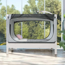 Safe Place Bedding Model 200 Side View White Paint Finish With Gray Cover And Monitor Attachment