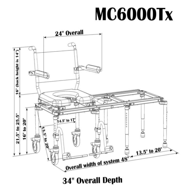 Nuprodx MC6000TX Travel Commode Chair And Tub Access Slider