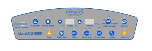 ObboMed OB-2680 PremiumAir Low Air Loss Mattress With Inflatable Guardrail And Bed Pan Access