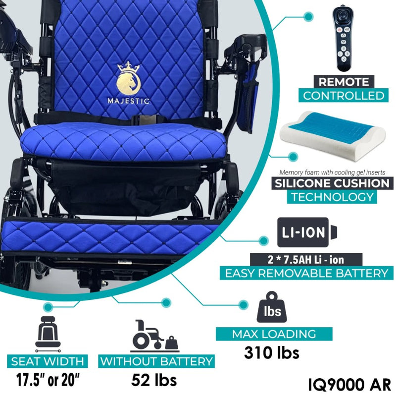 ComfyGo Mobility Majestic IQ-9000 Long Range Electric Wheelchair With Recline