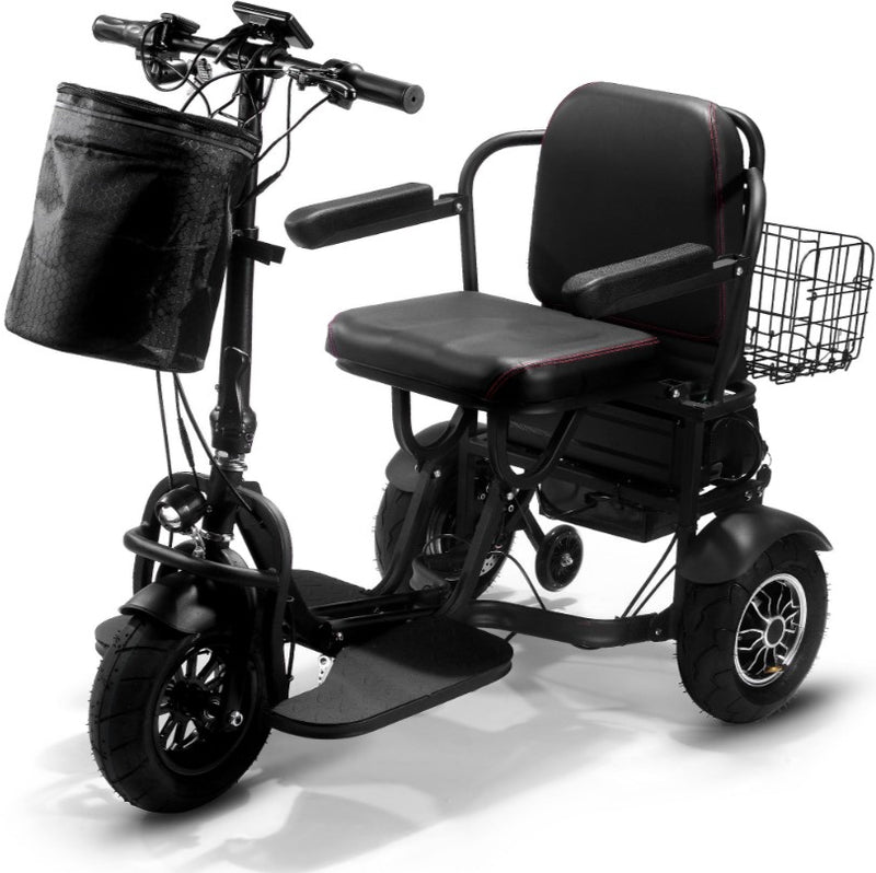 MotoTec Folding Mobility Electric Trike 48v 1000w Dual Motor Lithium Black