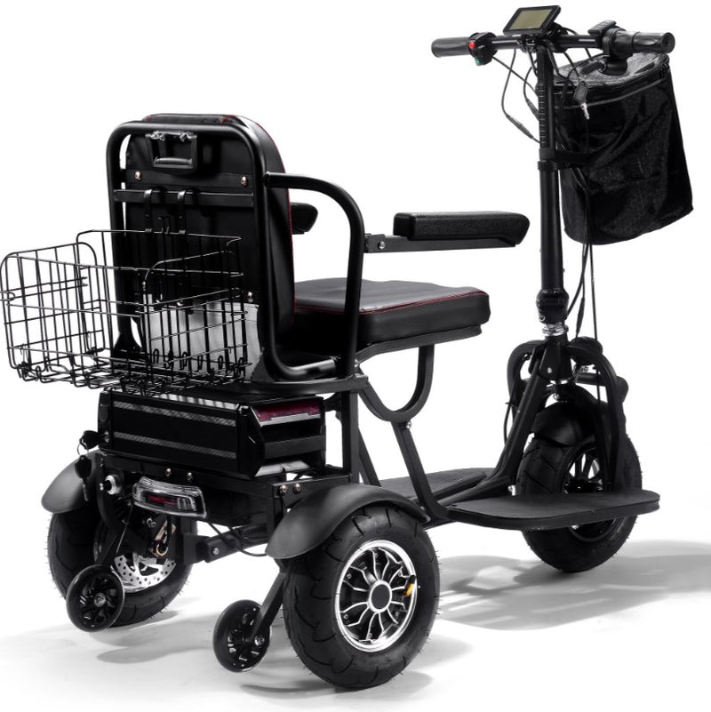 MotoTec Folding Mobility Electric Trike 48v 1000w Dual Motor Lithium Black