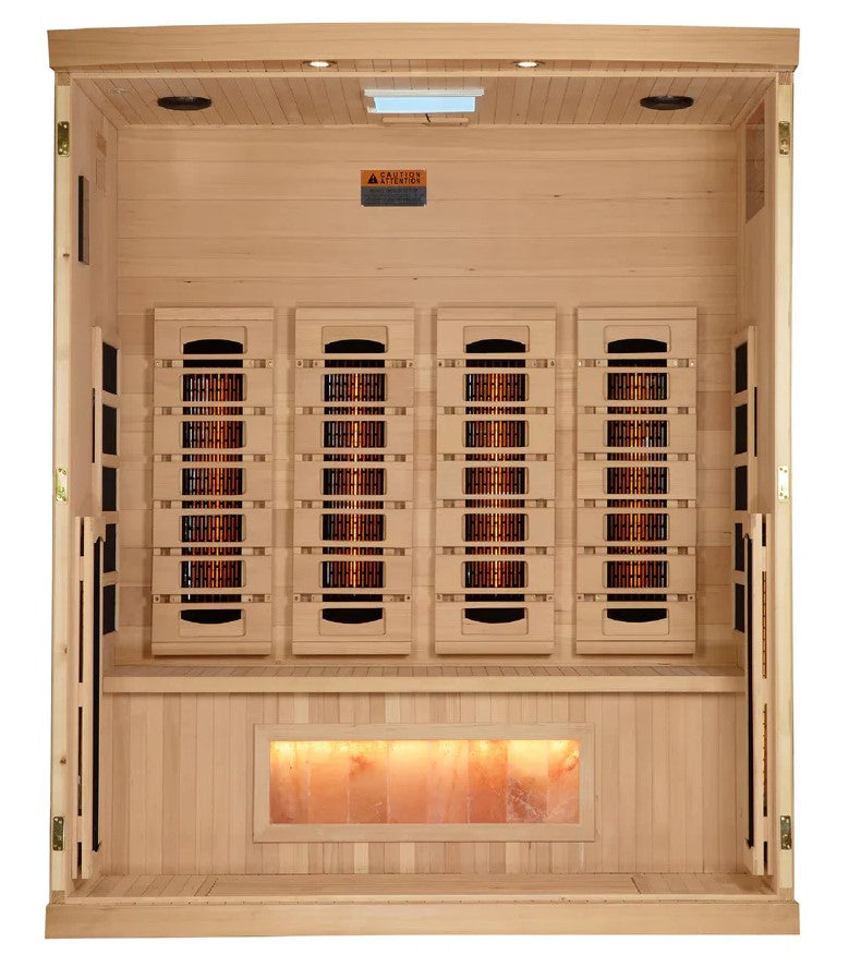 Golden Designs Reserve Edition 4-Person Full Spectrum EMF Indoor Sauna With Himalayan Salt Bar | GDI-8040-03