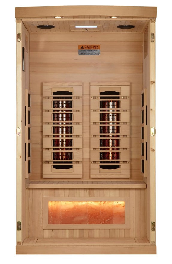 Golden Designs Reserve Edition 1-2 Person Full Spectrum EMF Indoor Sauna With Himalayan Salt Bar | GDI-8010-03