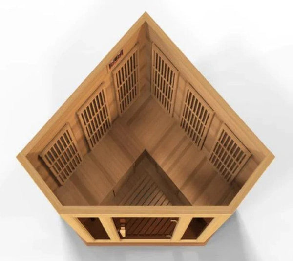 Maxxus 3-Person Near Zero EMF FAR Infrared Corner Indoor Sauna | MX-K356-01-ZF-CED