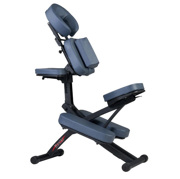 Master Massage Equipment Rio Portable Massage Chair Lightweight Strong Deluxe Adjustable Storable With Luggage Style Carrying Case, Royal Blue