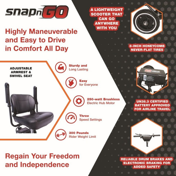 SnapnGo Deluxe Edition Mobility Scooter