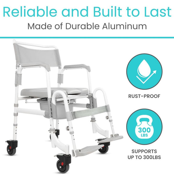 Vive Health Shower Commode Transport Chair