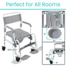 Vive Health Shower Commode Transport Chair
