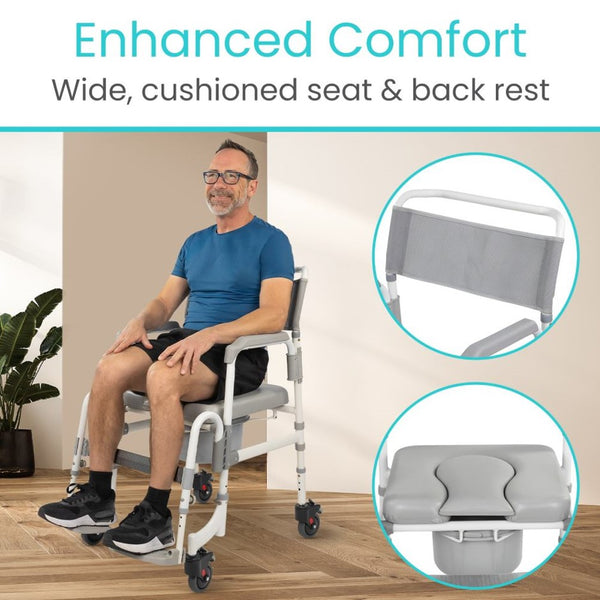 Vive Health Shower Commode Transport Chair