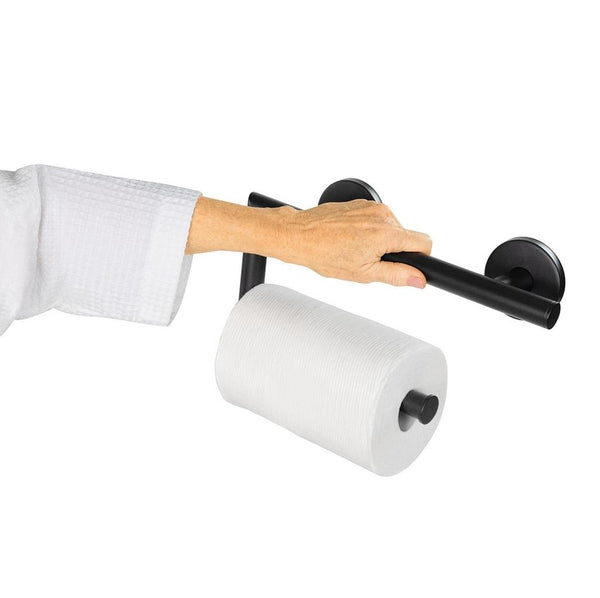 Vive Health Metal Grab Bar With Toilet Paper Holder