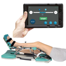 Side View Of A Woman Using The Kinetec Spectra Kompanion Knee CPM Machine And Separate Image Of Tablet