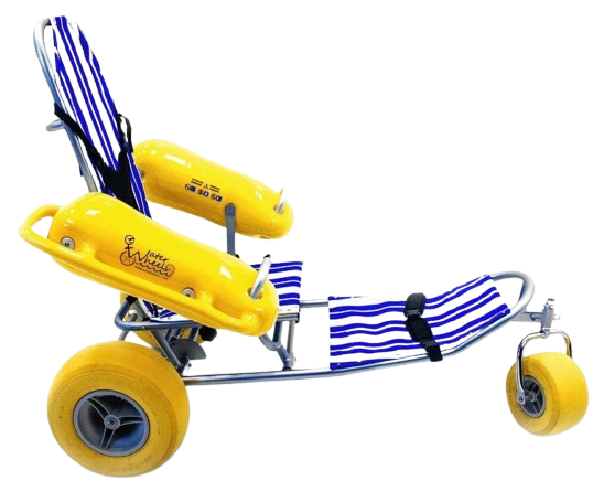 Side View Of The AccessRec WaterWheels Floating Beach Wheelchair