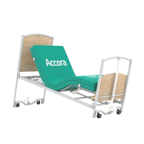 Side View Of The Accora FloorBed Ultra Low Adjustable Bed In The Trendelenburg Position