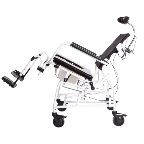 Side View Of The ActiveAid 285 Shower Commode Tilt-In-Space Chair In The Tilt Position