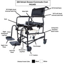 Side View Of The ActiveAid 600 Shower Commode Chair Shown With Black Frame And Package